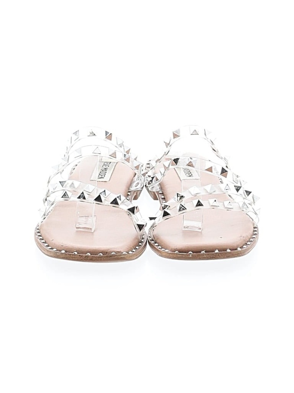 Steve Madden Studded Clear-Strap Flat Sandals in Nude